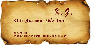 Klinghammer Gábor névjegykártya