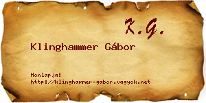 Klinghammer Gábor névjegykártya